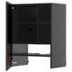 Armoire moderne en bois brun foncé, étagères intérieures ouvertes, étagères réglables, cadre robuste.