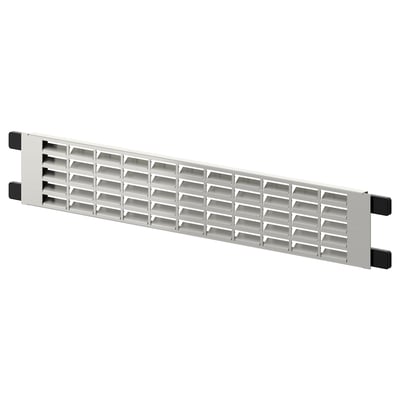 Évent de cuisine METOD blanc, rectangulaire, en acier inoxydable, avec extrémités noires.
