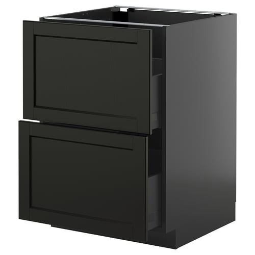 Unité de cuisine noire moderne avec deux tiroirs, design élégant, tiroir de haute qualité.