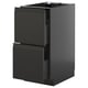 Armoire de cuisine moderne noire avec deux tiroirs, design élégant, finition brillante.
