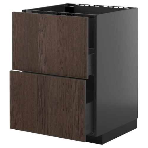 Armoire METOD brun foncé avec tiroirs coulissants et design élégant.