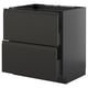 Armoire de cuisine moderne ikea METOD noire avec tiroir et poignée minimaliste.