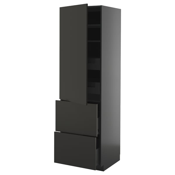 Armoire de cuisine noire moderne, design élégant avec trois portes, à la mode et pratique.