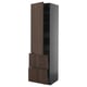 Unité de cuisine METOD, grande armoire en bois sombre avec trois tiroirs, design moderne.