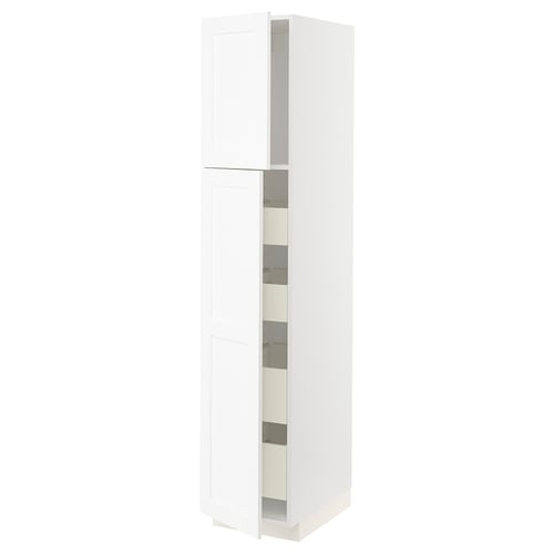 Une armoire murale de cuisine METOD blanche avec une structure de grain subtile et un design lisse et élégant.