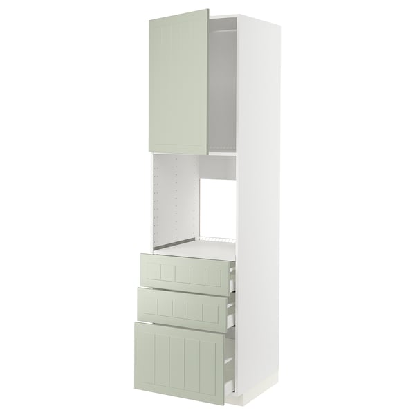 Meuble de cuisine ikea METOD blanc avec tiroirs verts, design minimaliste moderne.
