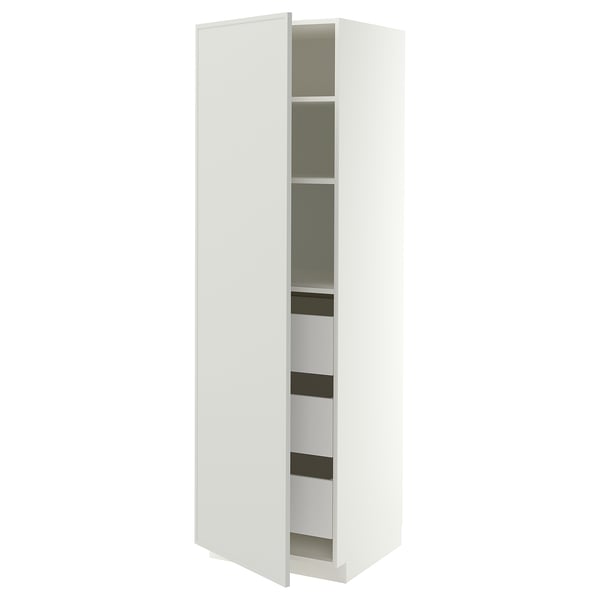 METOD / MAXIMERA Élément armoire avec tiroirs, blanc/Aspudden gris clair, 60x60x200 cm