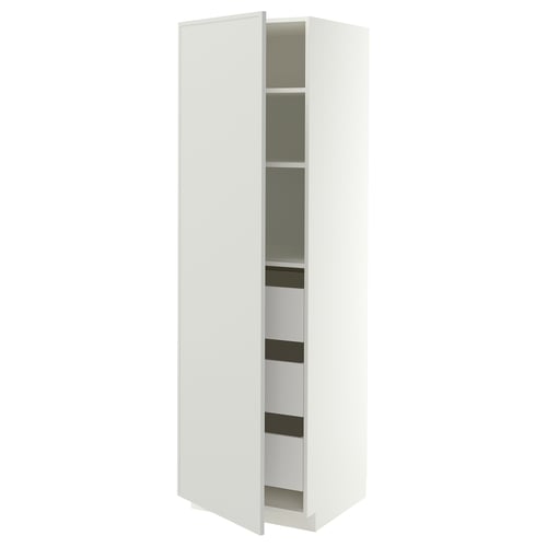 METOD / MAXIMERA Élément armoire avec tiroirs, blanc/Aspudden gris clair, 60x60x200 cm