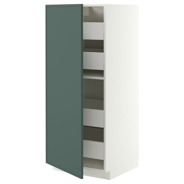 METOD / MAXIMERA Élément armoire avec tiroirs, blanc/Aspudden gris-vert foncé, 60x60x140 cm