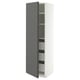 METOD / MAXIMERA Élément armoire avec tiroirs, blanc/VOXTORP gris foncé poignée verticale, 60x60x200 cm