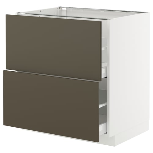 Armoire de cuisine moderne, brun foncé/beige METOD, avec deux tiroirs, design épuré.