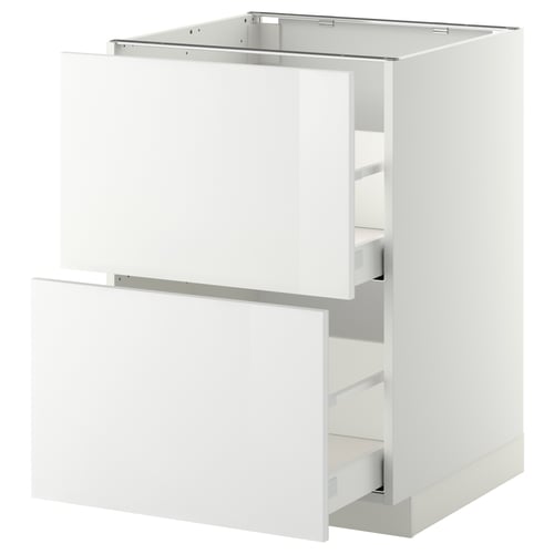 Armoire Ikea METOD blanche brillante avec tiroirs lisses.