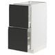 Meuble de cuisine METOD avec tiroirs upplöv noir mat, base blanche, design vertical.