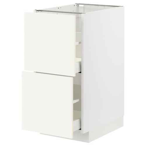 Armoire de cuisine blanche METOD, élégante, rectangulaire, avec plusieurs tiroirs de rangement.