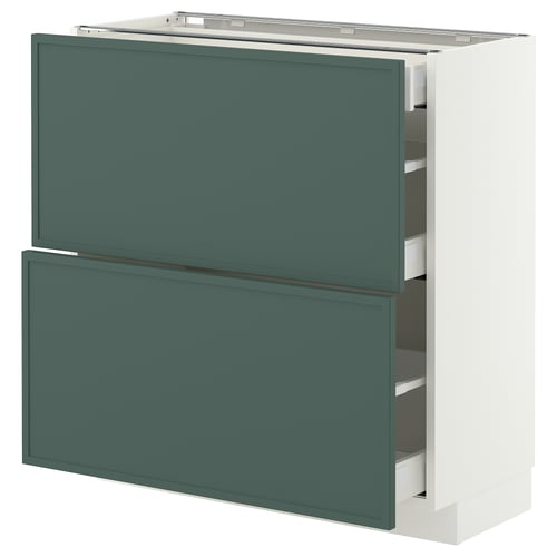 METOD / MAXIMERA Élément bas 2 faces/3 tiroirs, blanc/Aspudden gris-vert foncé, 80x37 cm