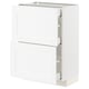 Armoire de cuisine METOD blanche avec tiroirs et portes ouverts.