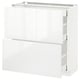 Armoire de cuisine METOD blanche avec finition brillante et plusieurs tiroirs.