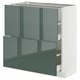 Armoire de cuisine moderne, METOD, gris-vert, brillante, rectangulaire avec tiroirs, design lisse.