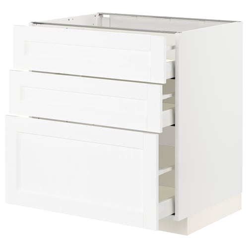 Armoire de cuisine METOD blanche avec plusieurs tiroirs.