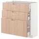 Armoire de cuisine moderne, modèle METOD, blanc et bambou, trois tiroirs, bords lisses.