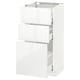 Armoire de rangement moderne METOD blanc brillant avec 3 tiroirs lisses.