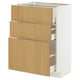 Armoire METOD, blanche, 3 tiroirs en chêne, design moderne.