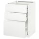 Armoire de cuisine METOD blanche avec trois tiroirs, design minimaliste.