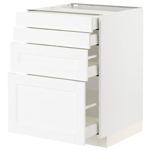 Armoire de cuisine METOD blanche avec plusieurs tiroirs.
