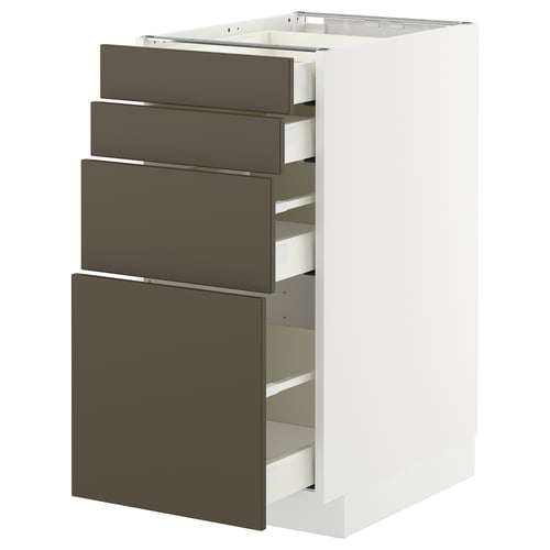 Armoire de cuisine METOD blanche avec tiroirs havstorp brun foncé, 4 tiroirs entièrement extensibles, design élégant.