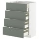 Meuble de cuisine METOD, gris-vert, quatre tiroirs, design moderne, panneaux de particules et plastique.