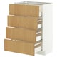 Une armoire de cuisine IKEA METOD avec quatre tiroirs en bois au fini chêne clair. L’armoire est blanche et offre un grand espace de rangement.