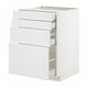 Armoire de cuisine METOD blanche avec plusieurs tiroirs et portes, design minimaliste.