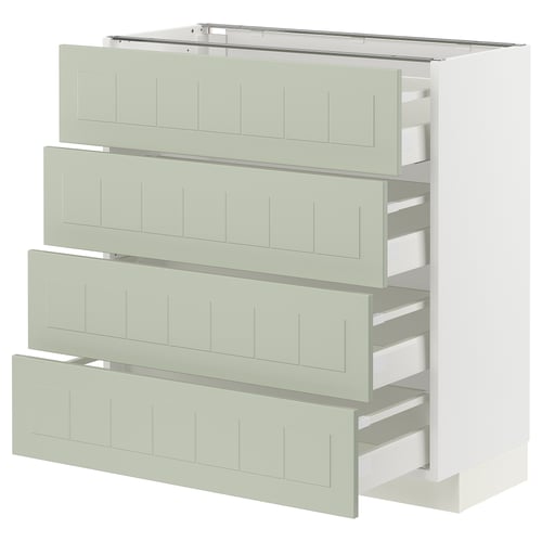Meuble de cuisine METOD en vert avec quatre tiroirs. Design rectangulaire élégant avec tiroirs à fermeture douce.