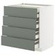 Armoire de cuisine moderne METOD gris-vert avec quatre tiroirs.