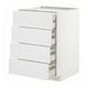 Meuble de cuisine METOD blanc avec quatre tiroirs, forme rectangulaire, design moderne.