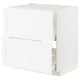 Armoire blanche METOD à grain de bois, rectangulaire, trois étagères ouvertes.