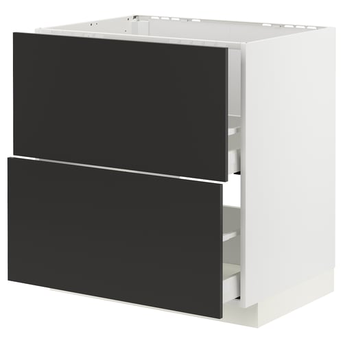 Armoire de cuisine moderne en noir et blanc, de forme carrée avec deux tiroirs, faisant partie du système METOD.