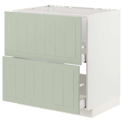 Unité de cuisine METOD en vert, forme carrée avec deux tiroirs, design minimaliste moderne.