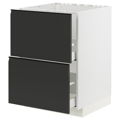 Armoire de cuisine moderne : METOD avec tiroirs upplöv noirs, finition mate élégante, forme carrée.
