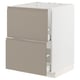 Armoire de cuisine METOD, gris-beige, design moderne, tiroir moyen, forme carrée, poignée minimaliste.
