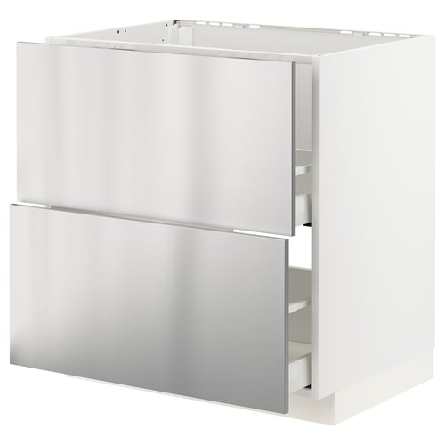 Armoire de cuisine ikea METOD en acier inoxydable, design moderne avec tiroirs, robuste et élégante.