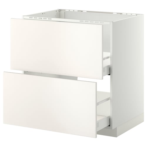 Armoire de cuisine METOD blanche avec deux tiroirs, design épuré, finition lisse.