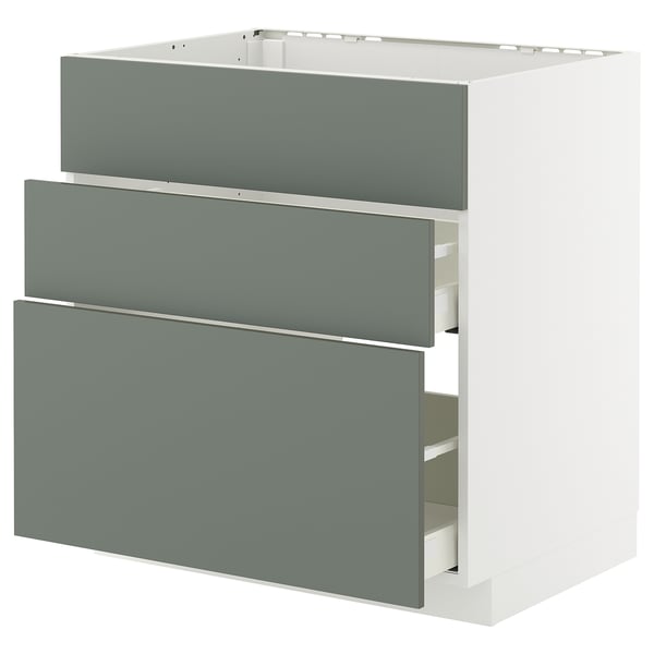 Unité de cuisine moderne : METOD avec tiroirs gris-vert, design élégant et organisé.