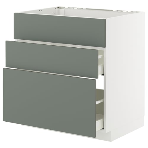Unité de cuisine moderne : METOD avec tiroirs gris-vert, design élégant et organisé.