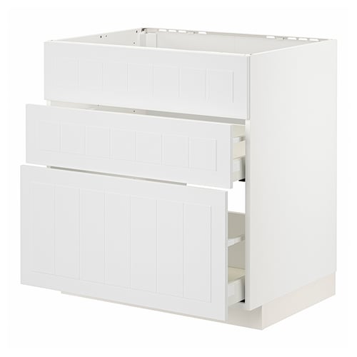 Armoire de cuisine METOD blanche avec tiroirs au design moderne.