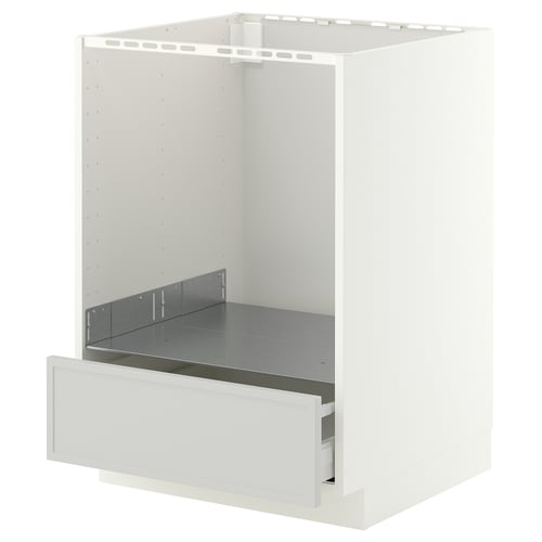 METOD / MAXIMERA Élément bas pour four avec tiroir, blanc/Aspudden gris clair, 60x60 cm