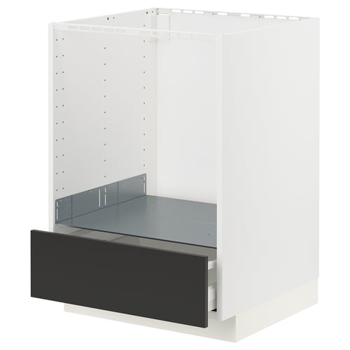 Meuble de cuisine METOD, blanc, avec tiroir noir, tiroirs à fermeture automatique.