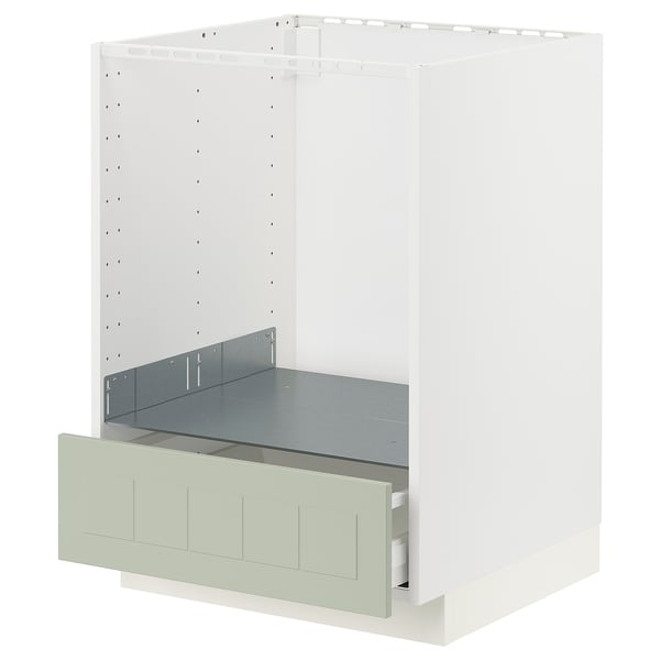 Meuble de cuisine METOD en blanc avec tiroir vert, design moderne.