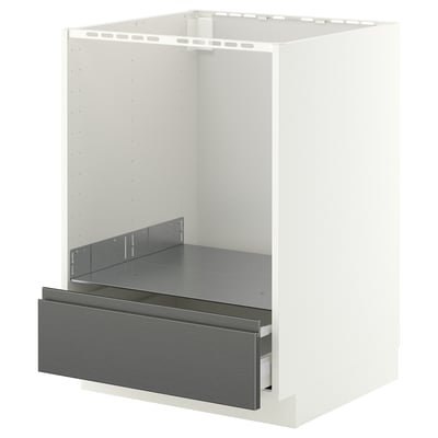 METOD / MAXIMERA Élément bas pour four avec tiroir, blanc/Voxtorp effet acier inoxydable, 60x60 cm