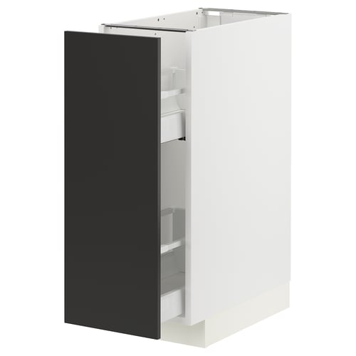Un meuble de cuisine METOD avec un tiroir coulissant, en blanc et noir.